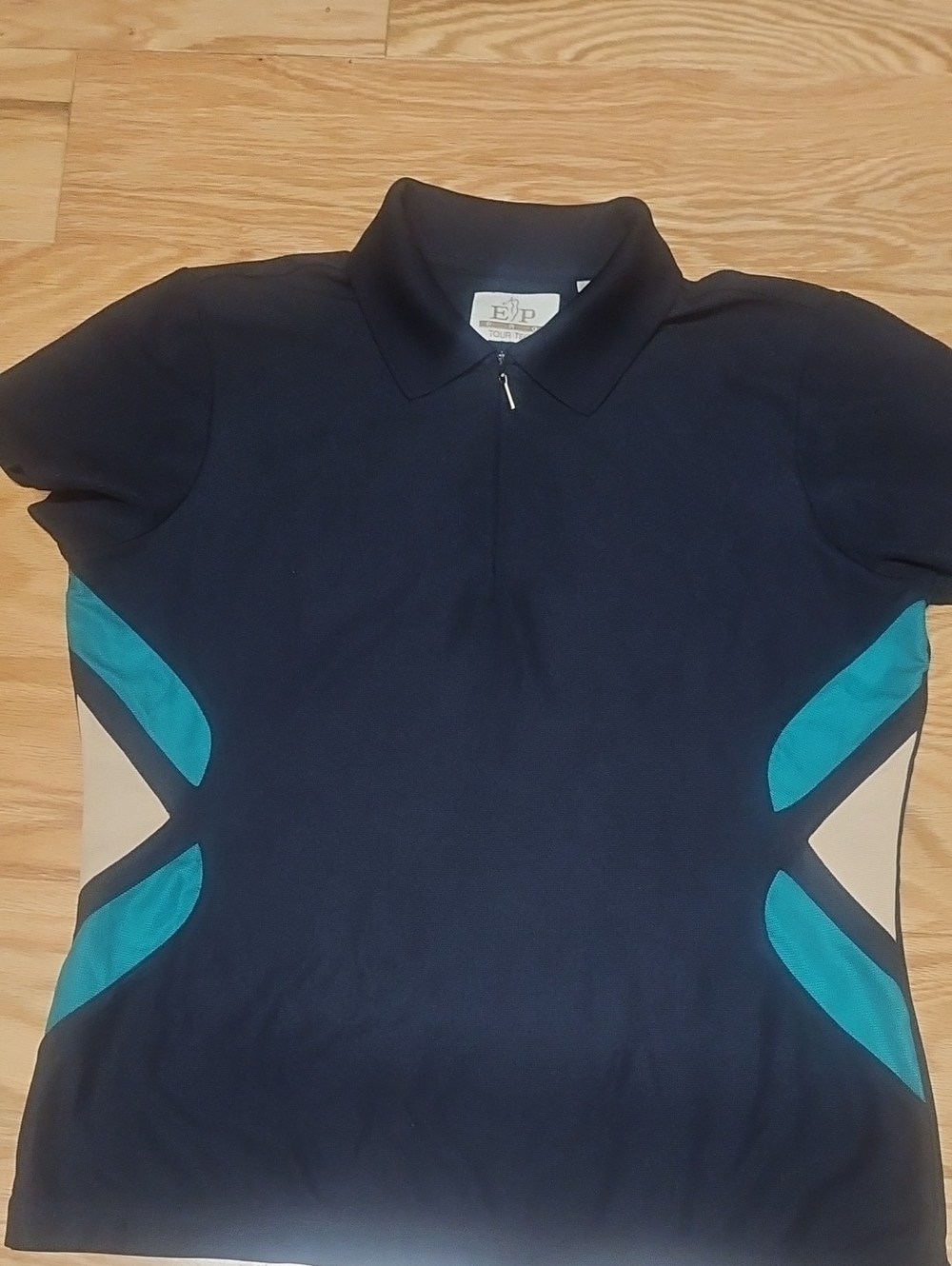 EP Pro Golf Top Size M Navy W Teal & Cream Accents